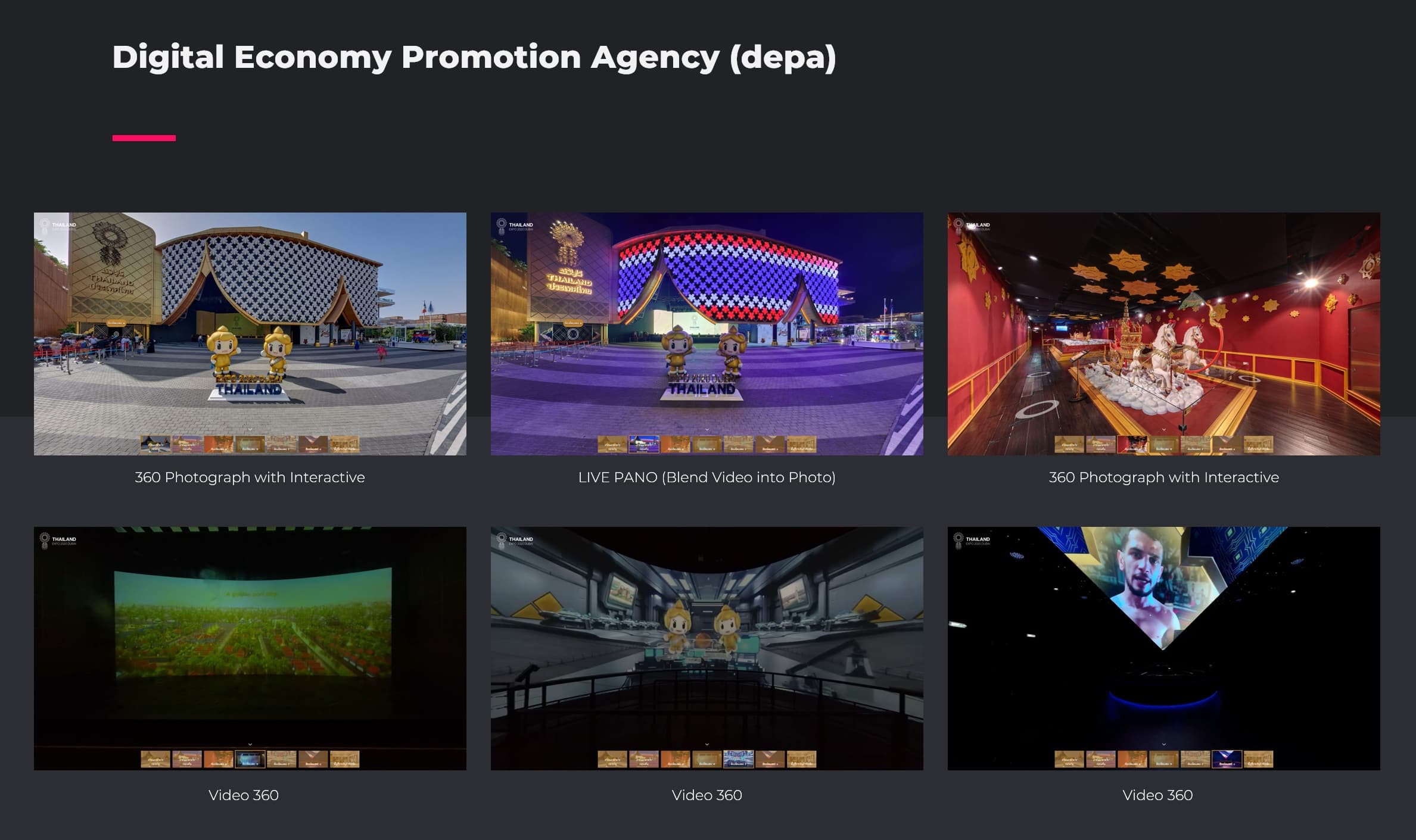 A360 virtual tour interface of the Thailand Pavilion experience